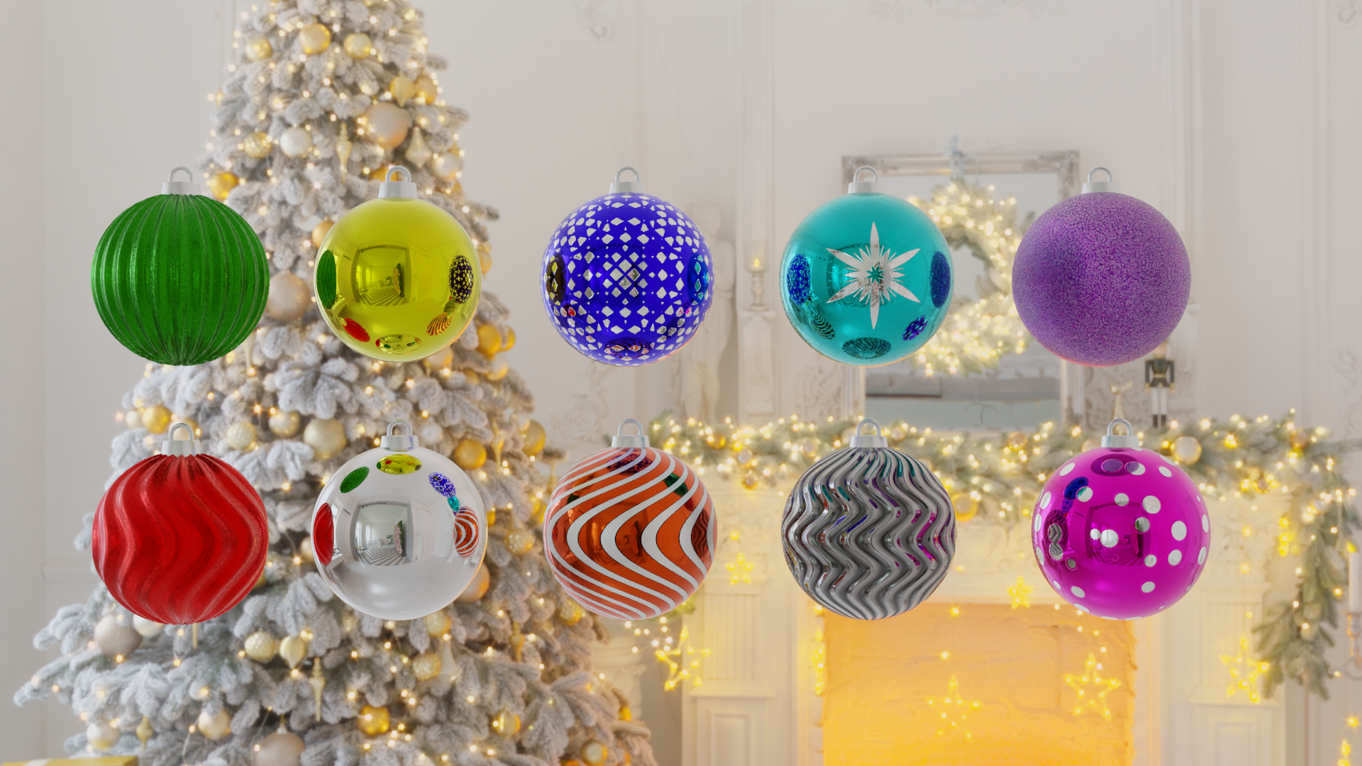 Procedural Christmas Ball Ornaments preview image 1
